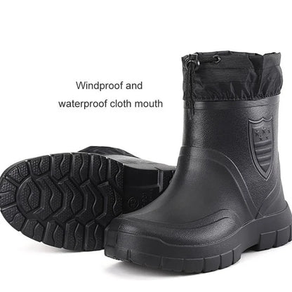 Insulated Men's Rain Boots - Waterproof and Grip Soles