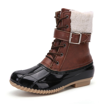 Non Slip Warm Fur Lining Snow Boots Waterproof Duck Ankle Boots