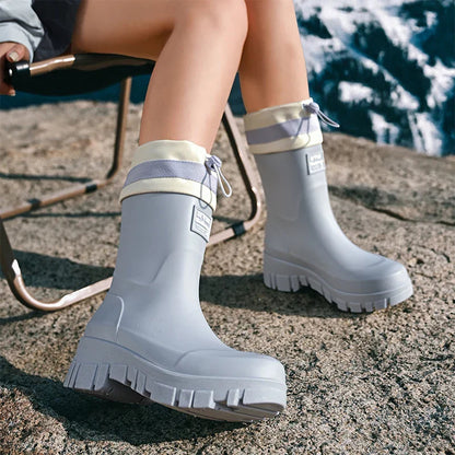 Rain Boots for Autumn - Retro Waterproof Rubber Boots with Non-Slip Sole for Women