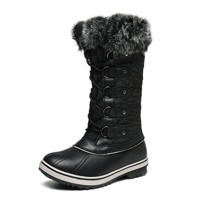 Warm Snow Boots Faux Fur Lined Lace up Mid Calf Winter Duck Boots