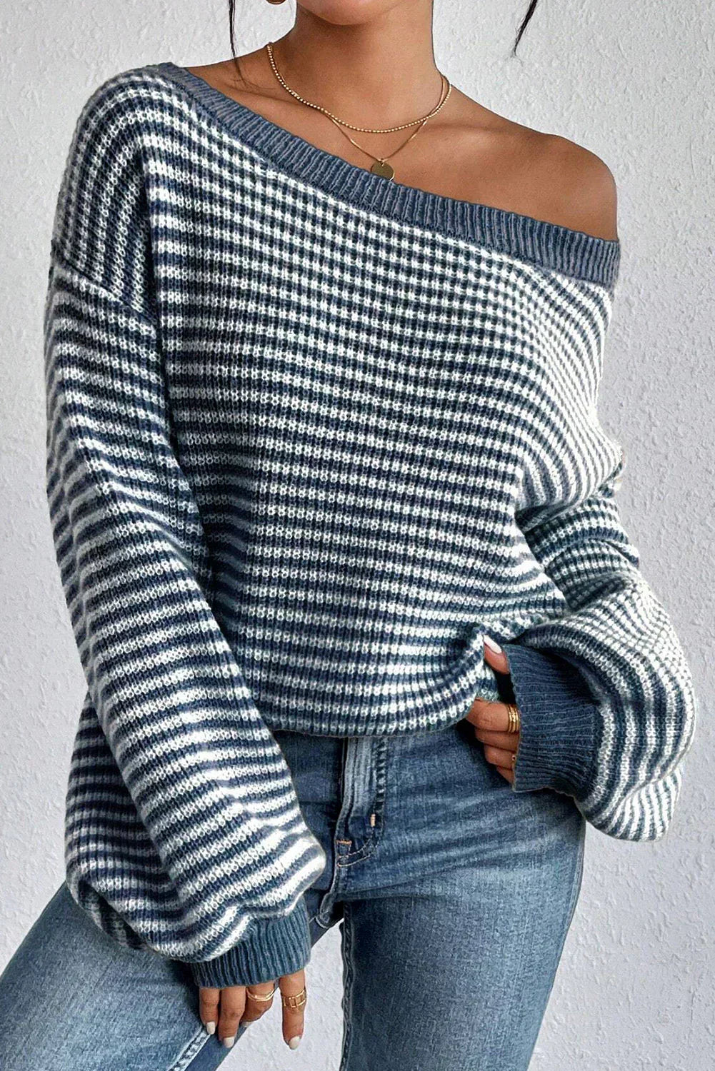 Chic Off The Shoulder Knit Sweater - OutfitLondon