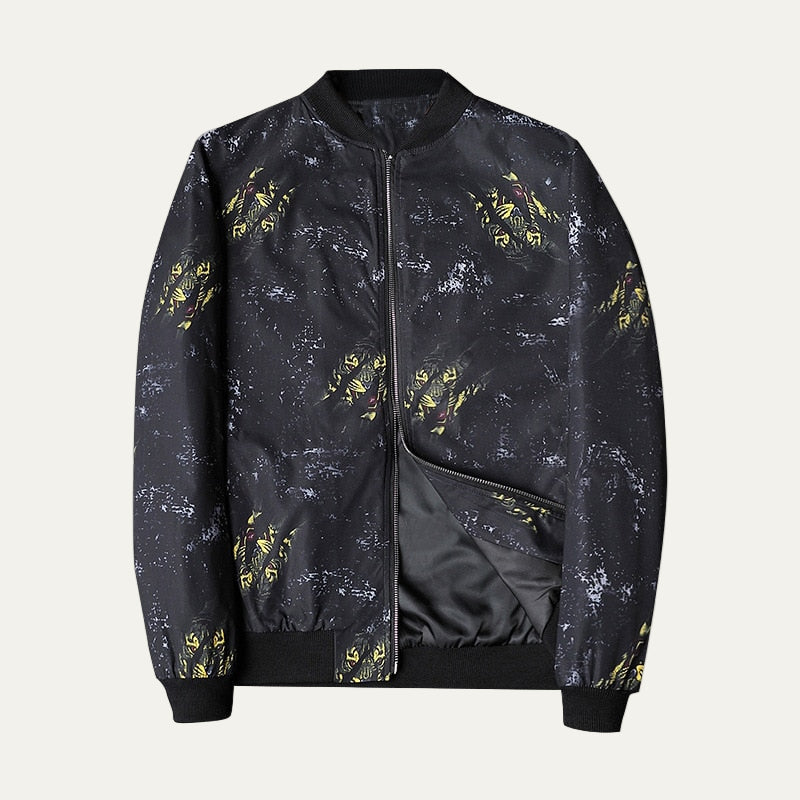Men's Stylish Printed Zipper Bomber Jacket