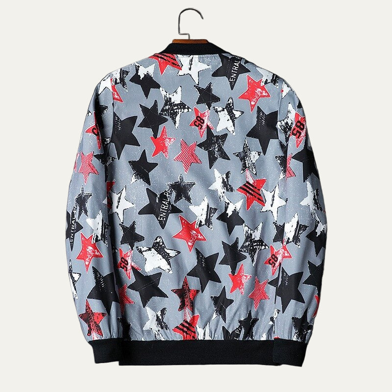 Men's Stylish Printed Zipper Bomber Jacket