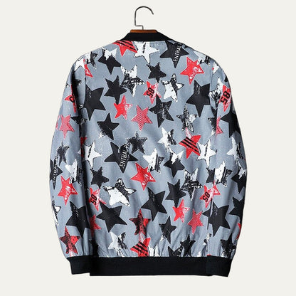Men's Stylish Printed Zipper Bomber Jacket