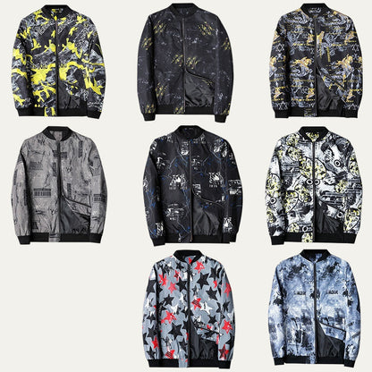 Men's Stylish Printed Zipper Bomber Jacket