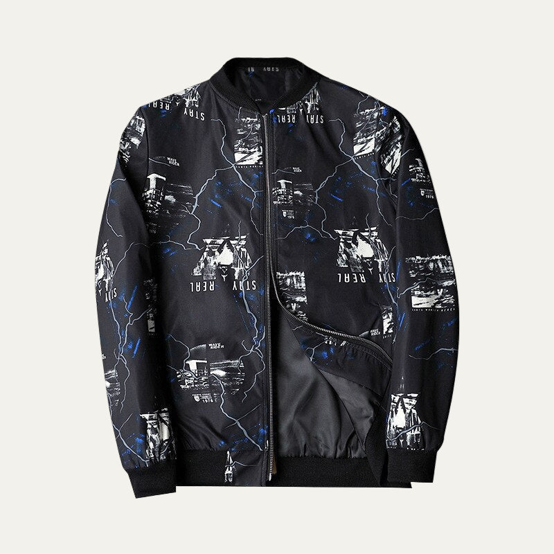 Men's Stylish Printed Zipper Bomber Jacket - OutfitLondon