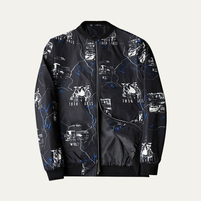 Men's Stylish Printed Zipper Bomber Jacket - OutfitLondon