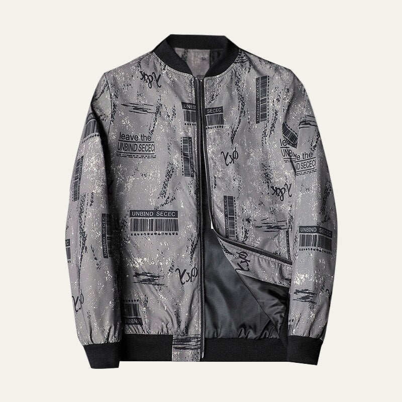 Men's Stylish Printed Zipper Bomber Jacket