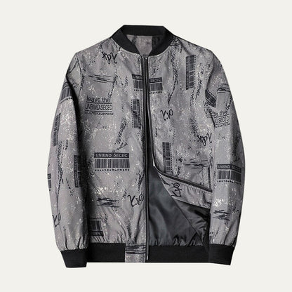 Men's Stylish Printed Zipper Bomber Jacket