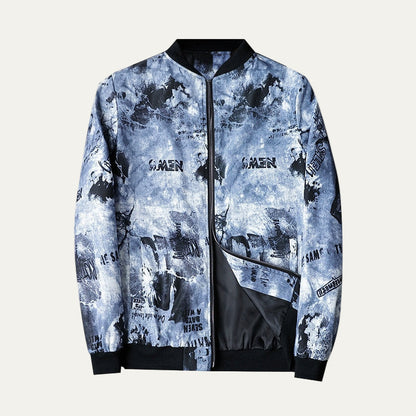 Men's Stylish Printed Zipper Bomber Jacket