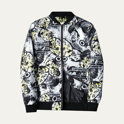 Men's Stylish Printed Zipper Bomber Jacket