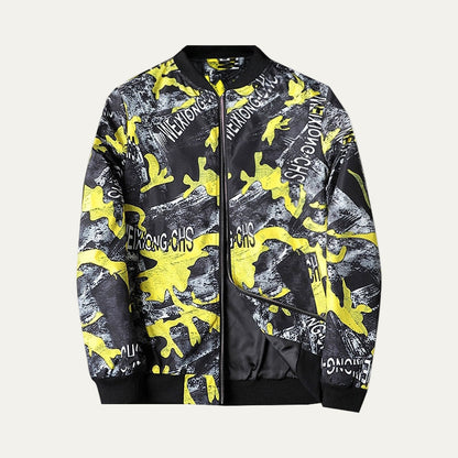 Men's Stylish Printed Zipper Bomber Jacket