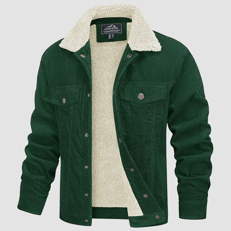 Rugged Corduroy Coat with Fleece Lining