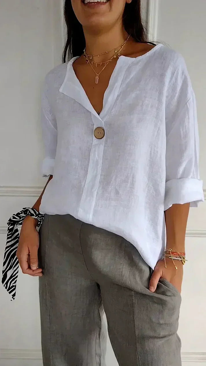 Comfortable Loose Fit V Neck Ladies Top