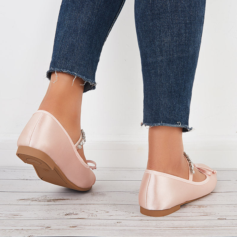 Women Mary Jane Flats Round Toe Slip on Ballet Flat Shoes