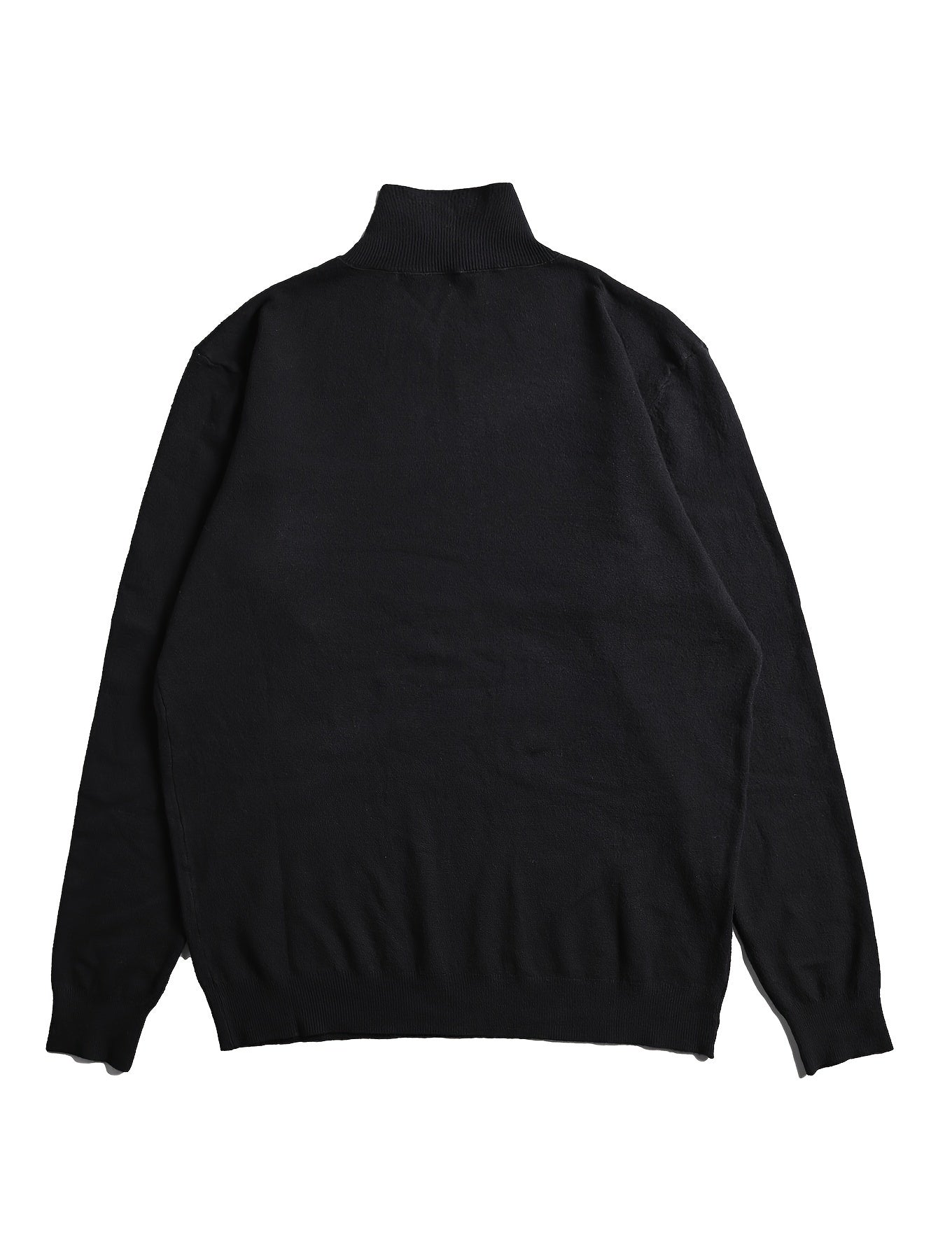 Warm Mens Classic Black Crew Neck Winter Sweater