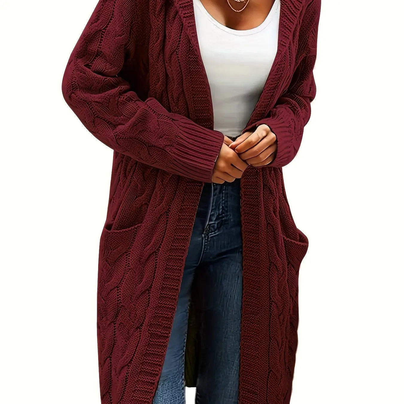 Cozy Open Front Winter Cardigan with Pockets