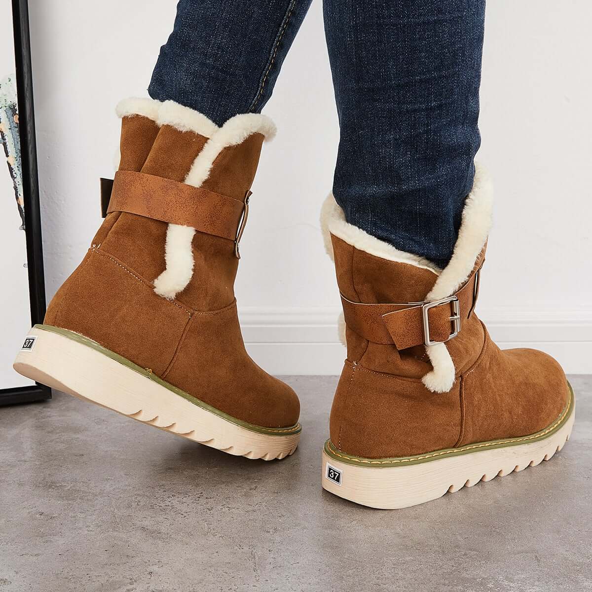 Warm Non Slip Ankle Snow Boots Winter Fur Lining Booties8945