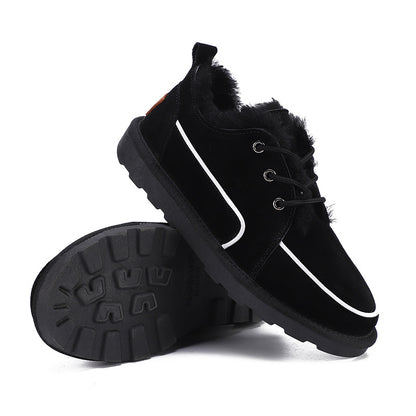 Flat Lace Up Snow Boots Warm Faux Fur Lined Loafer Shoes