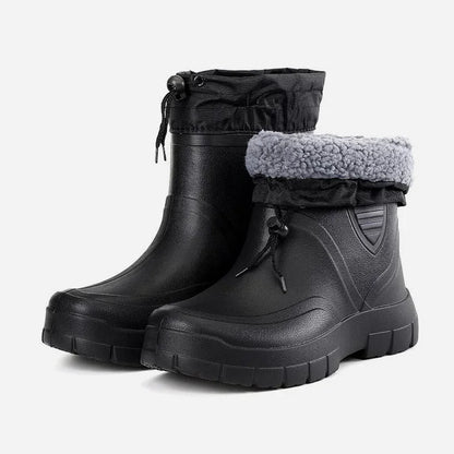 Insulated Men's Rain Boots - Waterproof and Grip Soles
