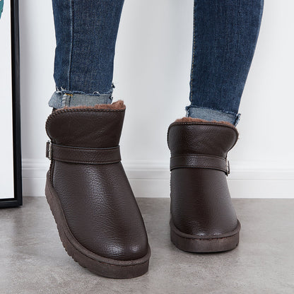 Warm Fur Lining Winter Booties Furry Waterproof Ankle Snow Boots