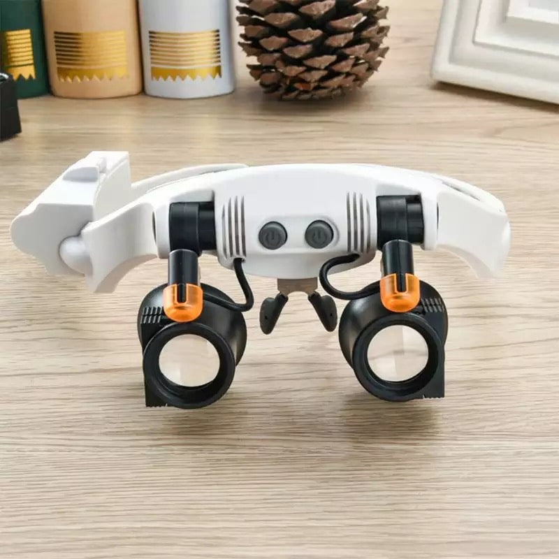 Headband Head Magnifier 8 Lens LED Light Jeweler Glasses