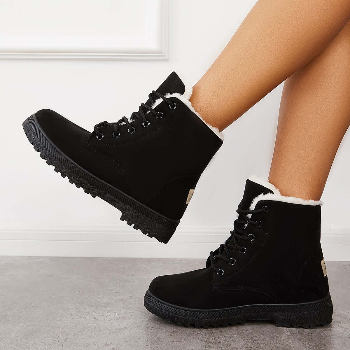 Comfort Warm Fur Flat Waterproof Snow Ankle Boots Cotton Lined Winter Booties