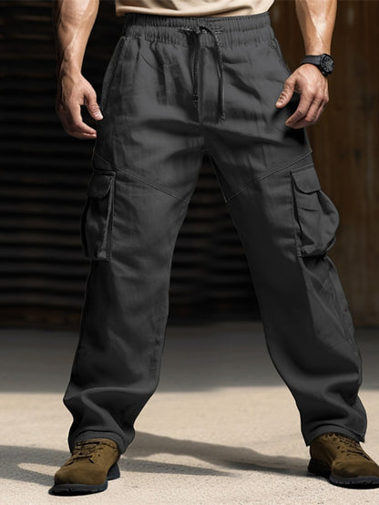 Men's Cargo Pants Drawstring Elastic Waist Multi Pocket Plain Comfort