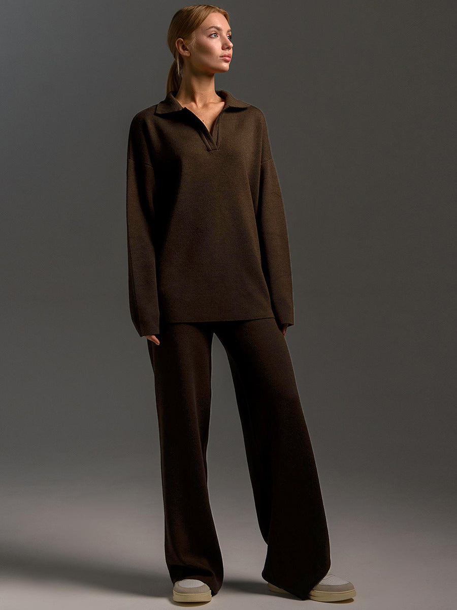 Women's Casual Cotton Sweatshirt and Straight-Leg Pants Set