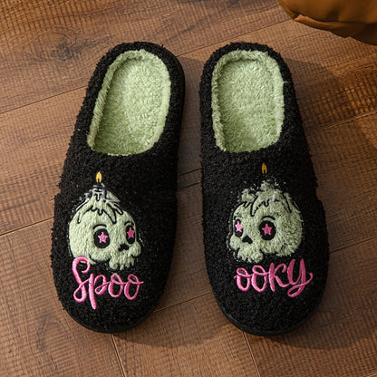 Scary Skeleton Warm Fuzzy Slippers