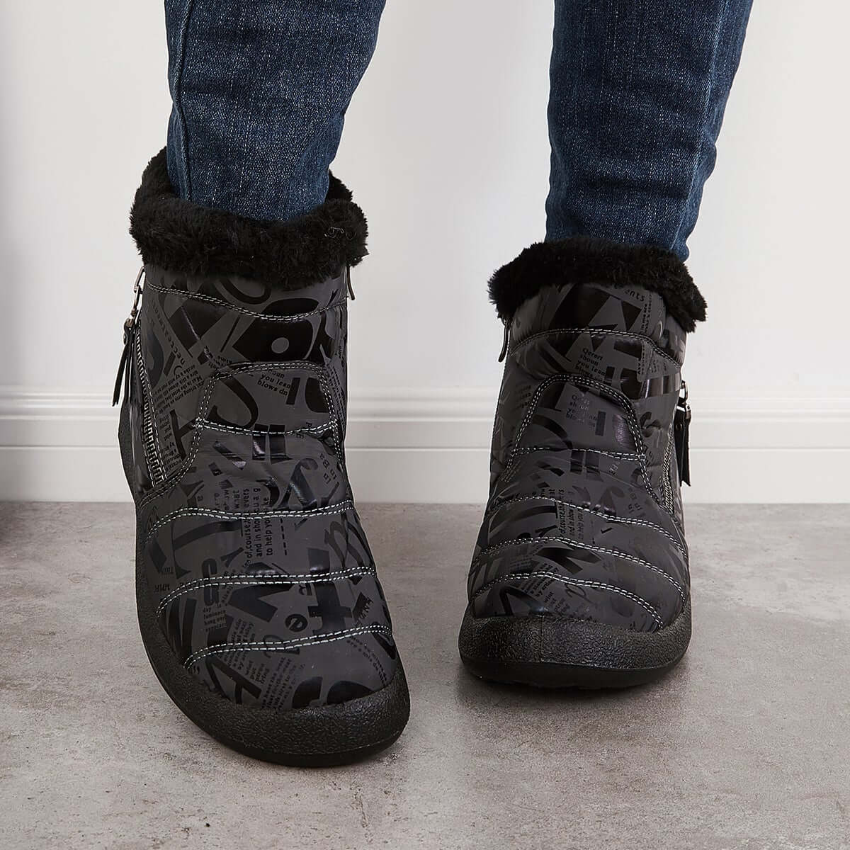 Warm Fur Lining Snow Booties Waterproof Ankle Boots