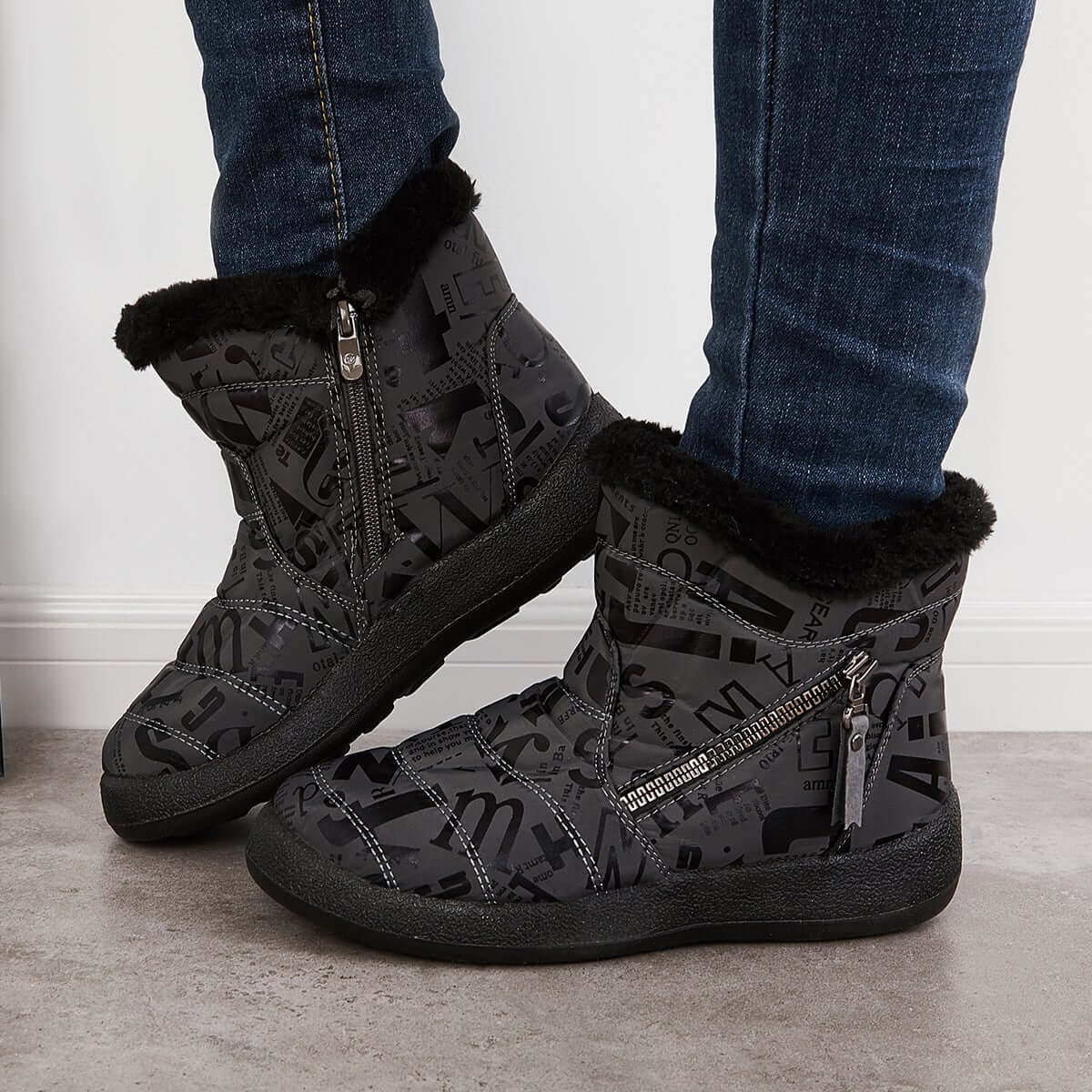 Warm Fur Lining Snow Booties Waterproof Ankle Boots