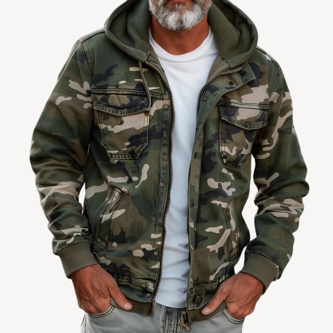 Men's Army Green Hooded Jacket - OutfitLondon