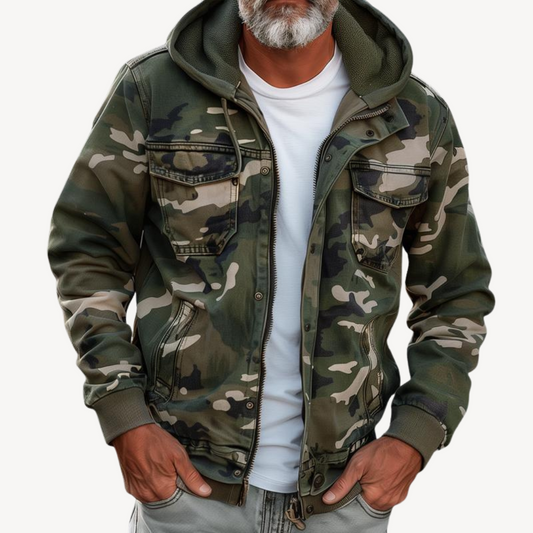 Men's Army Green Hooded Jacket - OutfitLondon