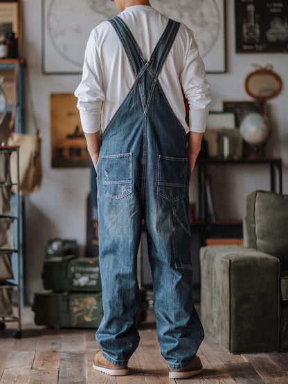 Alaric | Relaxed Fit Distressed Denim Overalls