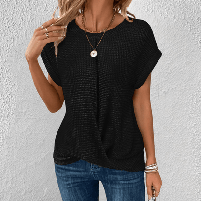 Image of Amber | Women's Twist Front Waffle Knit Top