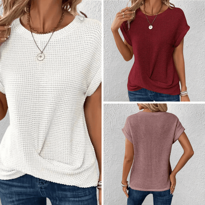 Image of Amber | Women's Twist Front Waffle Knit Top