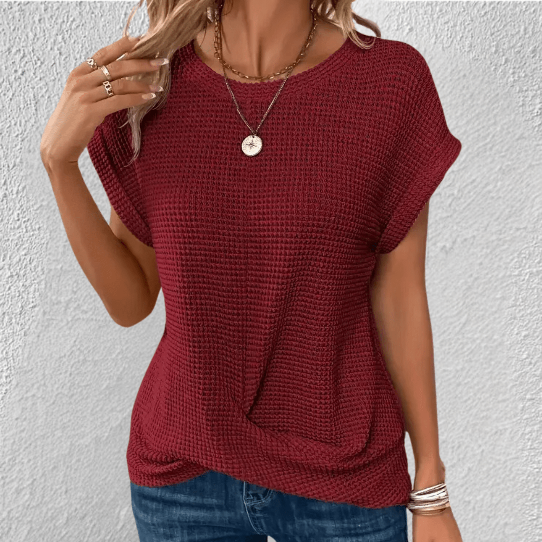 Image of Amber | Women's Twist Front Waffle Knit Top