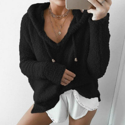 Soft Women's Fuzzy Hooded Sweater