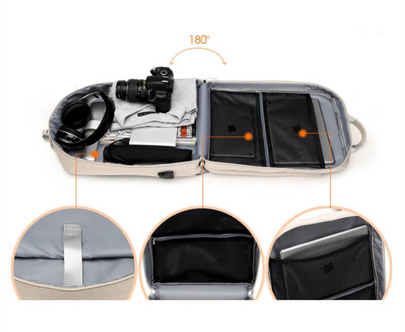 Safe Travel Backpack with Concealed Pockets and USB Port