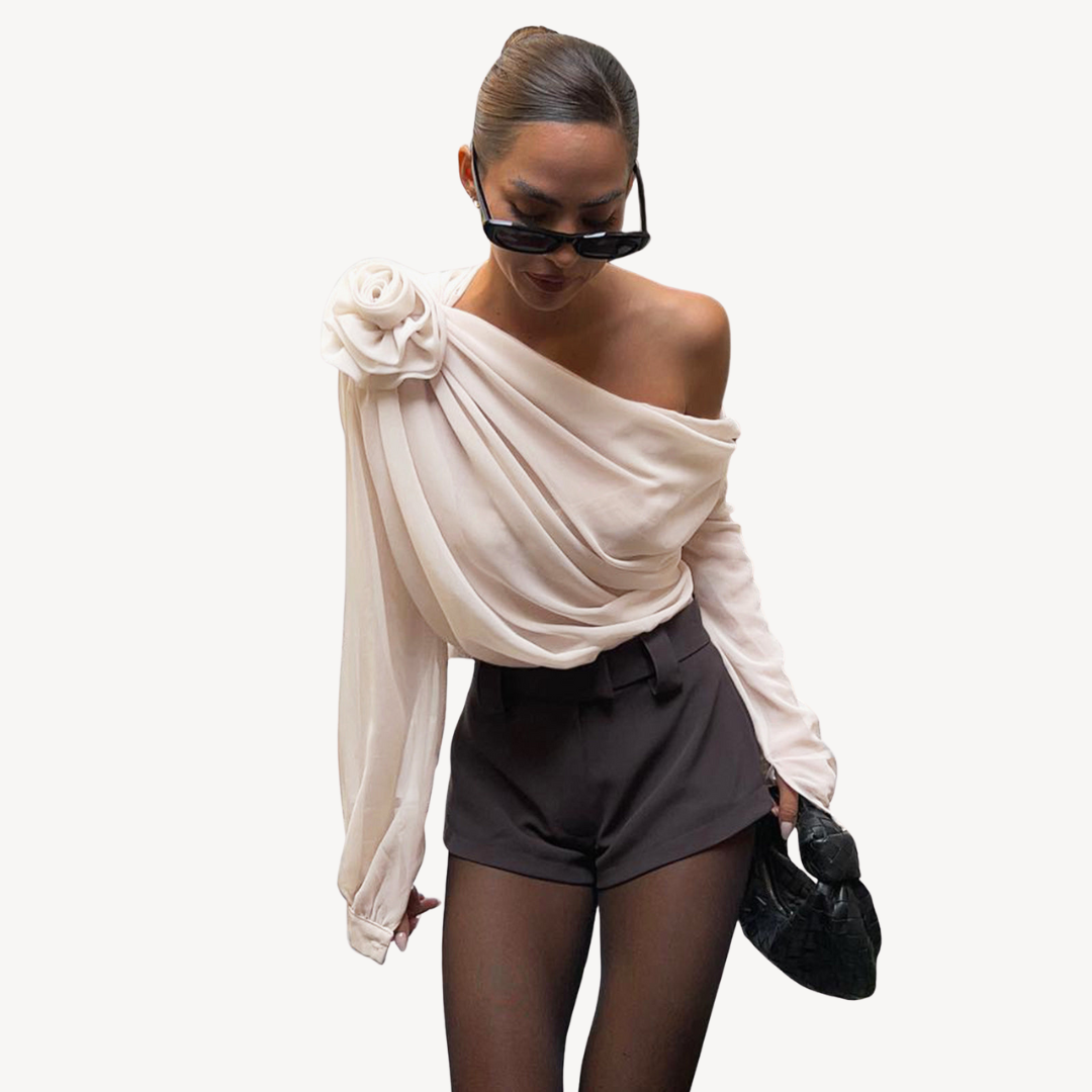Chic Off Shoulder Flower Blouse - OutfitLondon