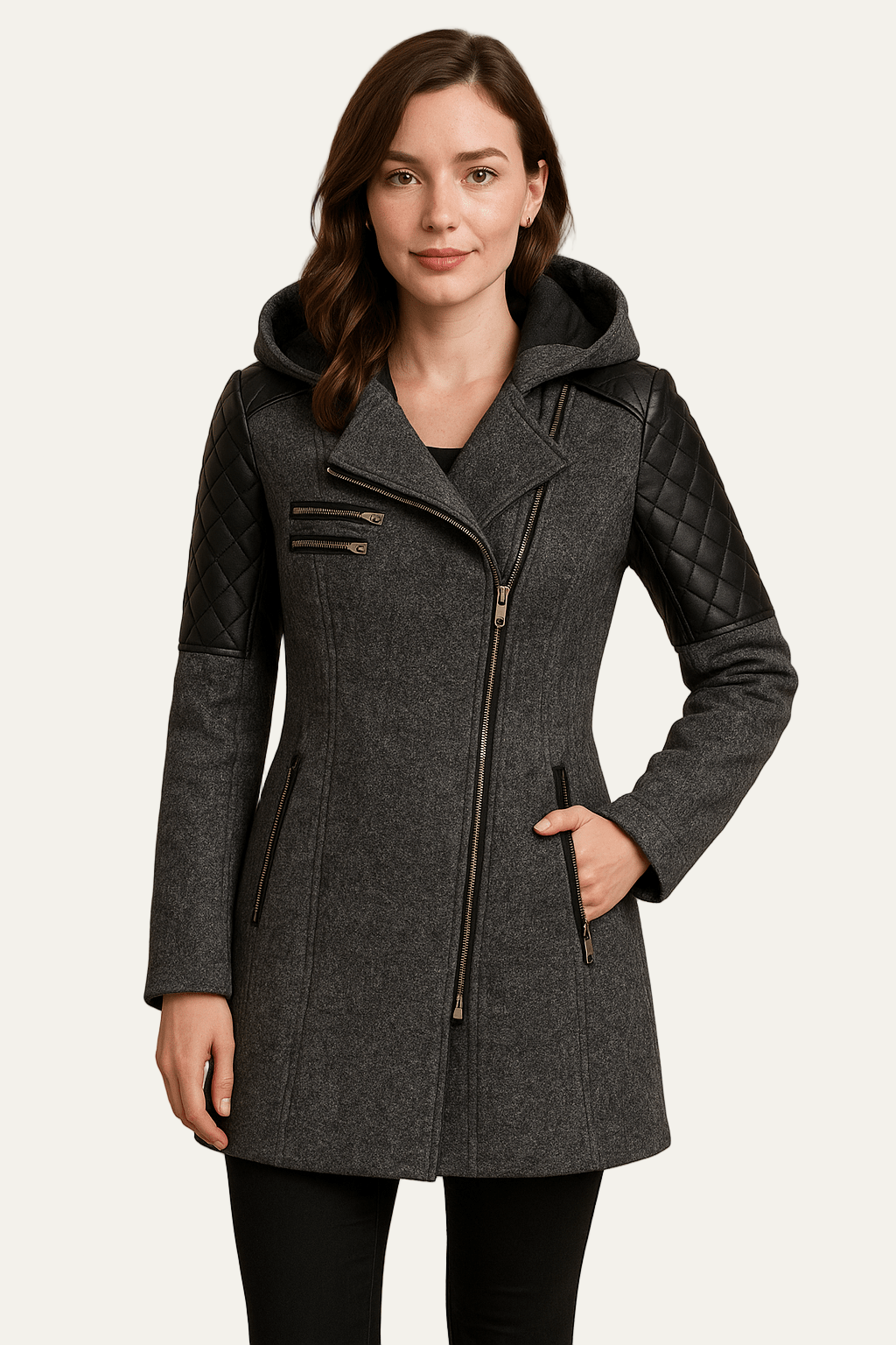 Warm Women's Quilted Biker Jacket Coat