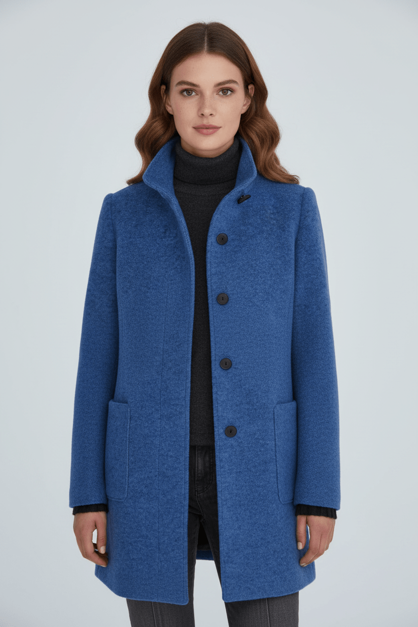 Warm Fitted Neck Woolen Winter Jacket