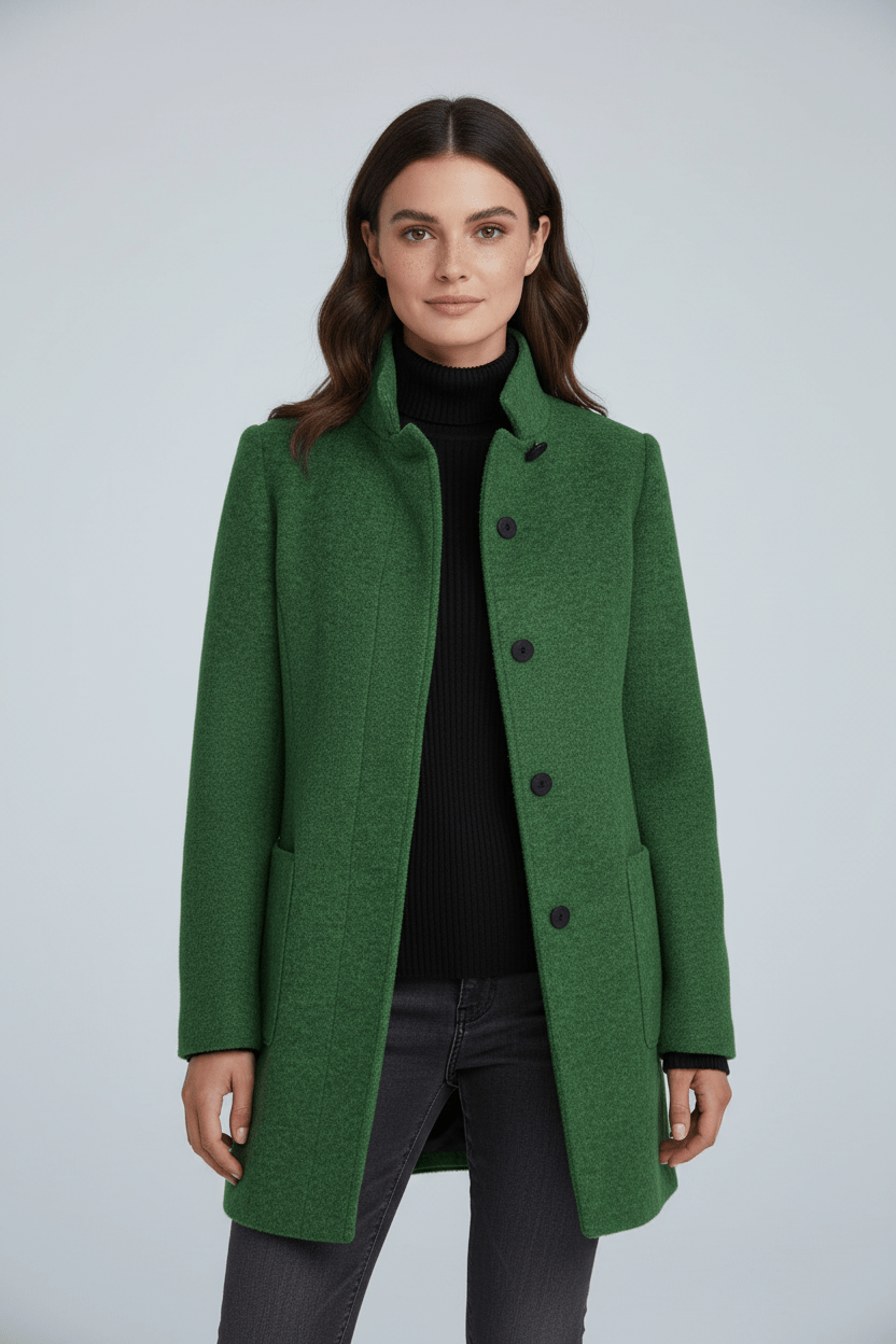 Warm Fitted Neck Woolen Winter Jacket