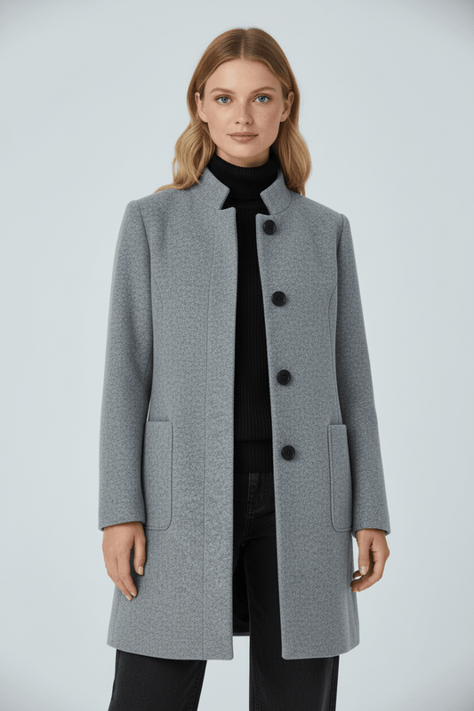 Warm Fitted Neck Woolen Winter Jacket - OutfitLondon