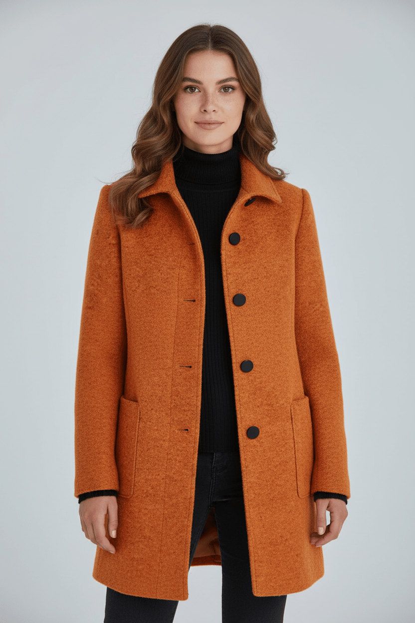 Warm Fitted Neck Woolen Winter Jacket