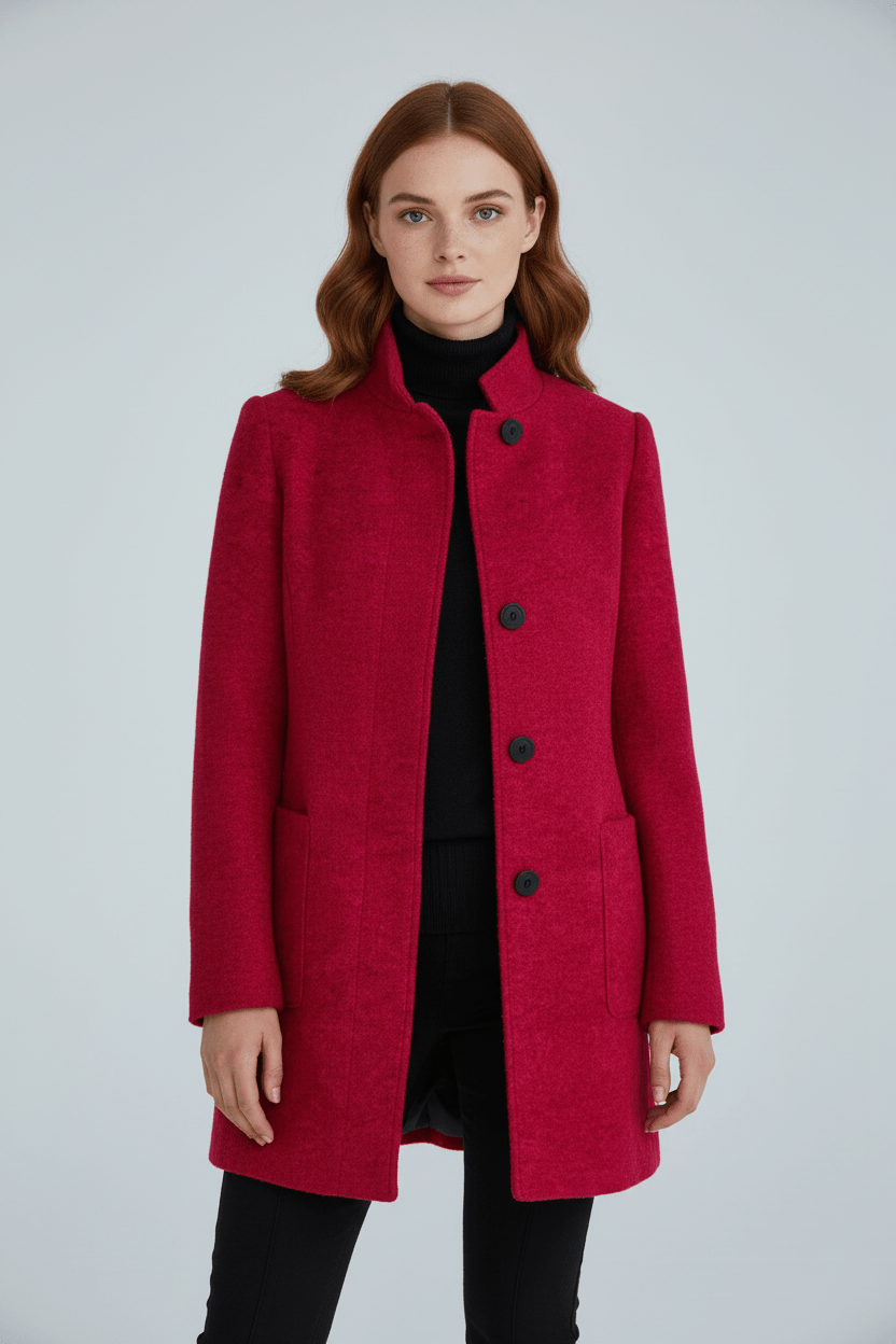 Warm Fitted Neck Woolen Winter Jacket