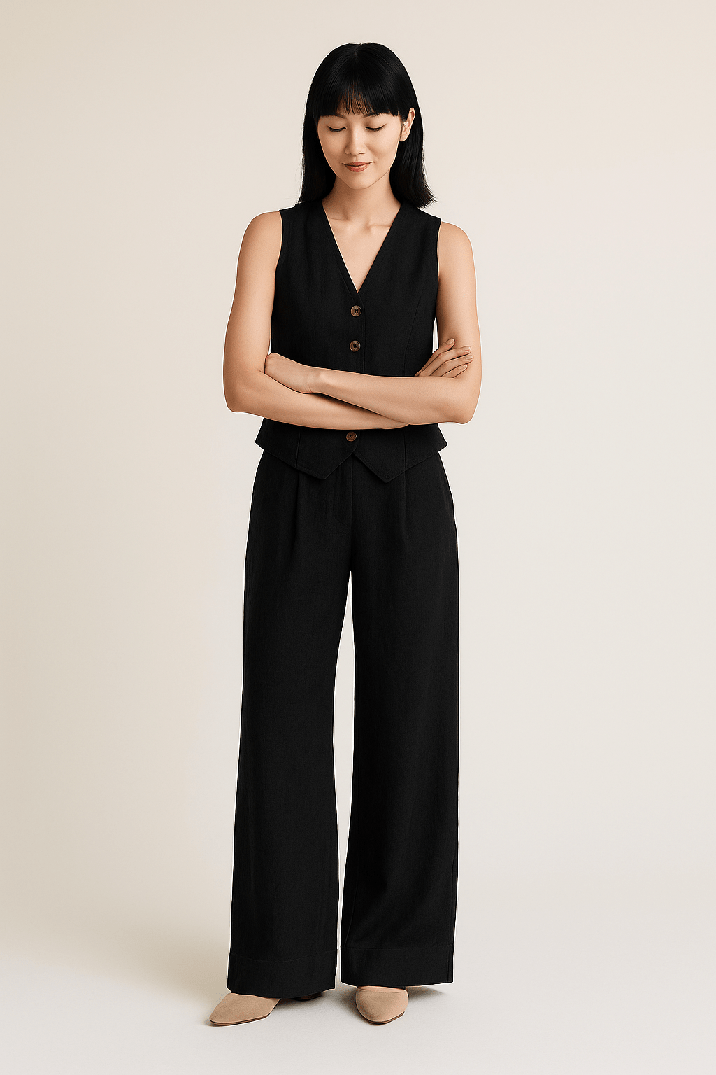 Women's Linen Vest And Trousers Set