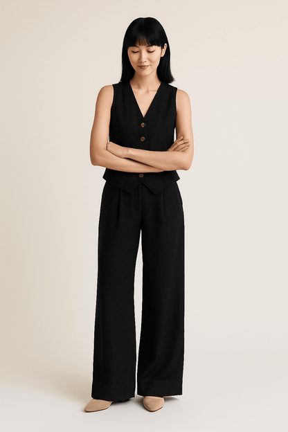 Women's Linen Vest And Trousers Set
