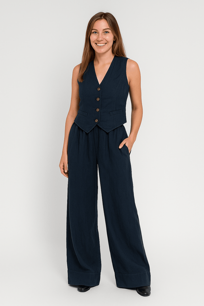 Women's Linen Vest And Trousers Set